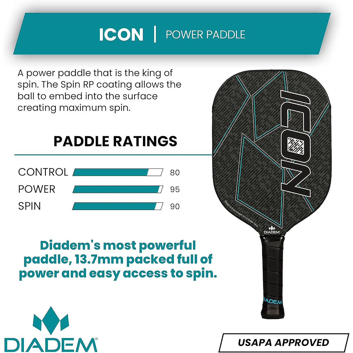 Diadem Icon V1 Graphite Pickleball Paddle ratings