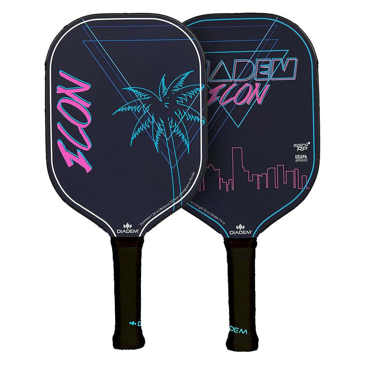Diadem Icon V1 Graphite Pickleball Paddle miami front and back