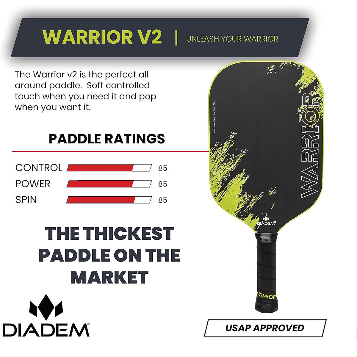 Diadem Warrior v2 Pickleball Paddle Ratings