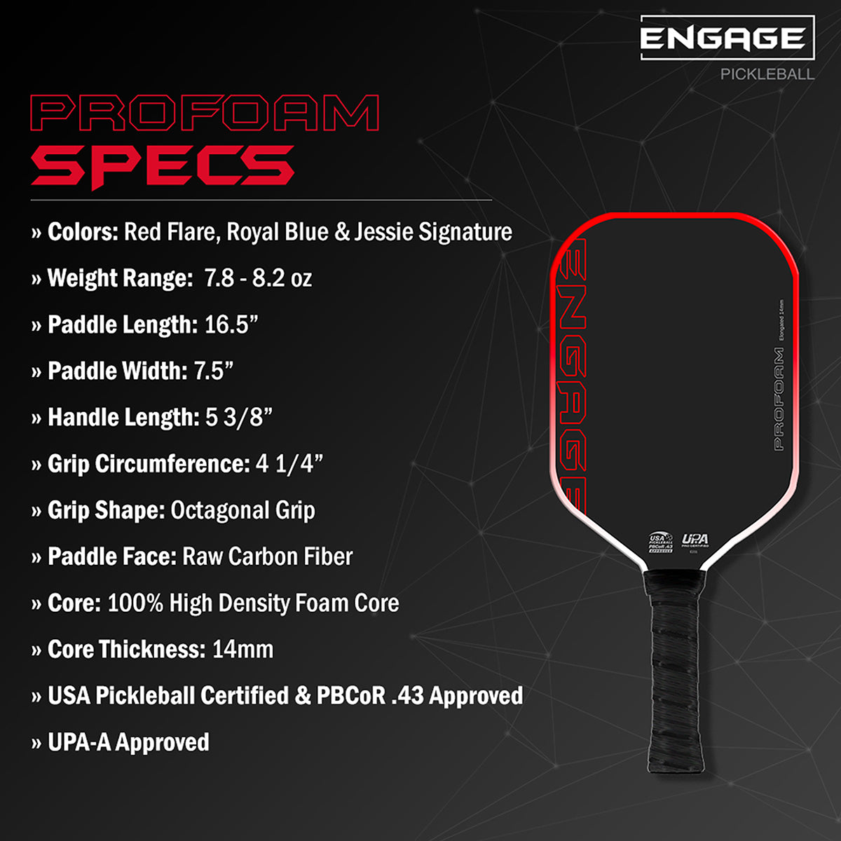 Engage ProFoam Pickleball Paddle Specs