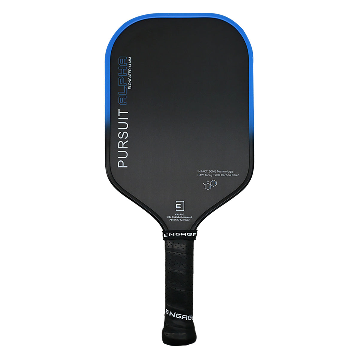 Engage Alpha Elongated Pickleball Paddle Blue 14mm Front