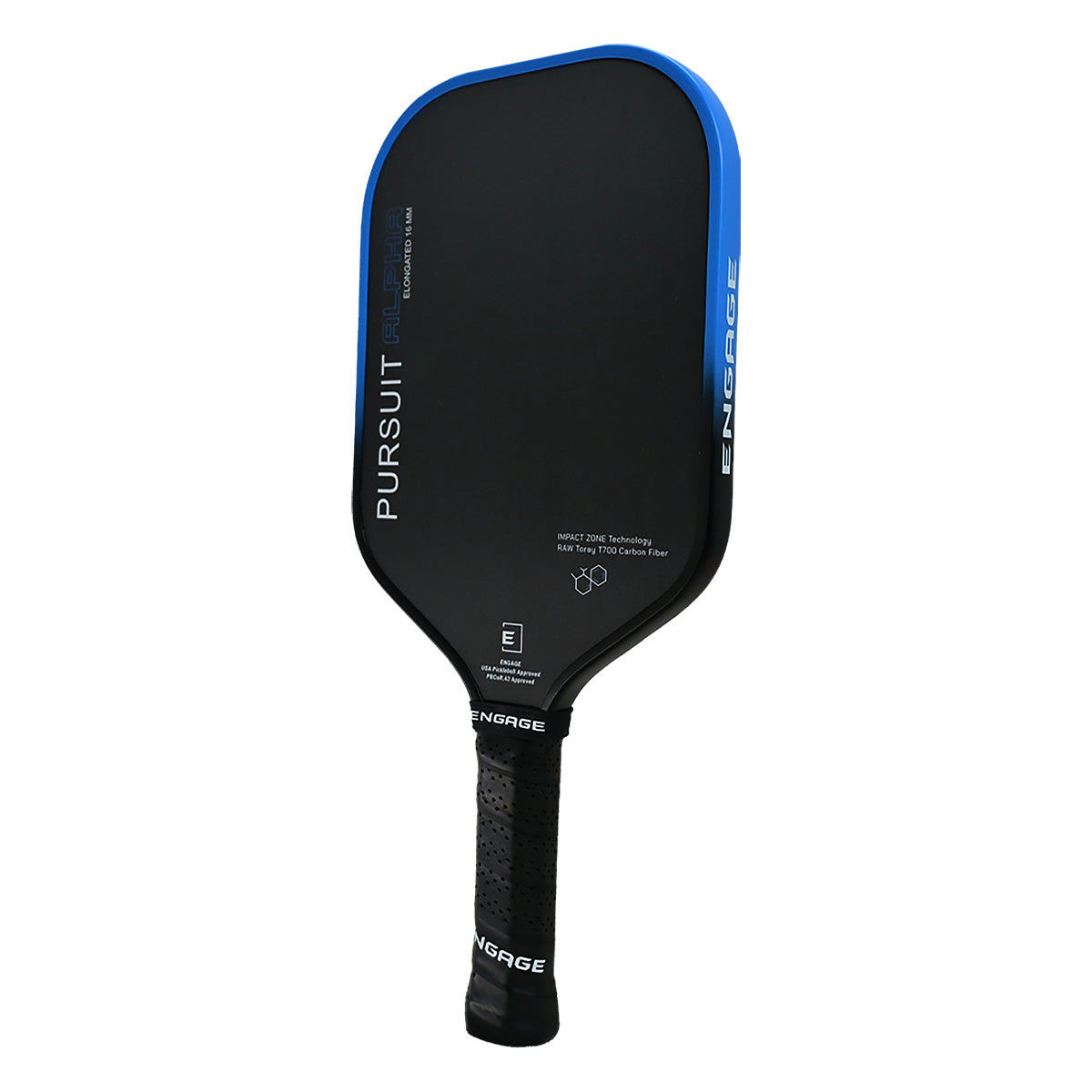 Engage Alpha Elongated Pickleball Paddle Blue 16mm Angle