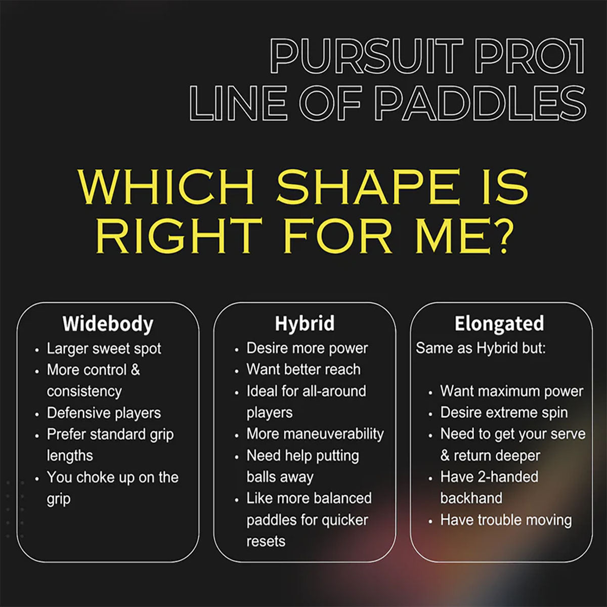 Engage Pursuit Pro1 Hybrid Pickleball Paddle Which Shape