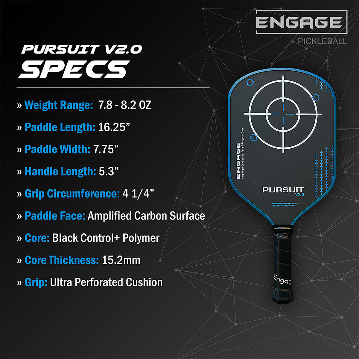 Engage Pursuit v2.0 Pickleball Paddle features