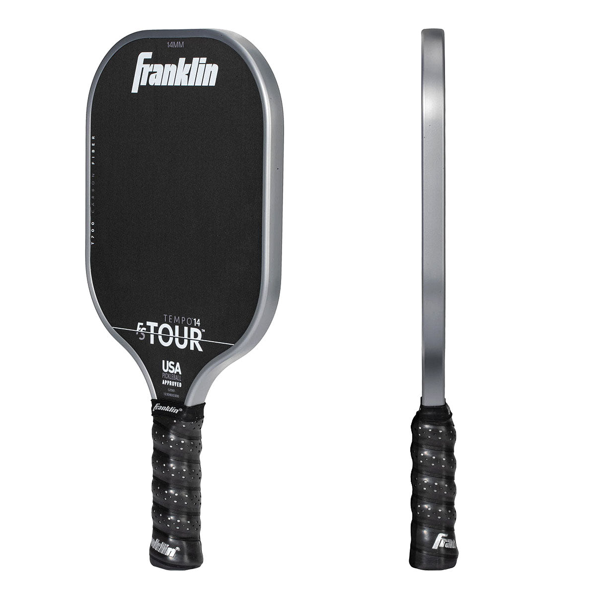 Franklin FS Tour Tempo 14mm Pickleball Paddle - Grey Angle view