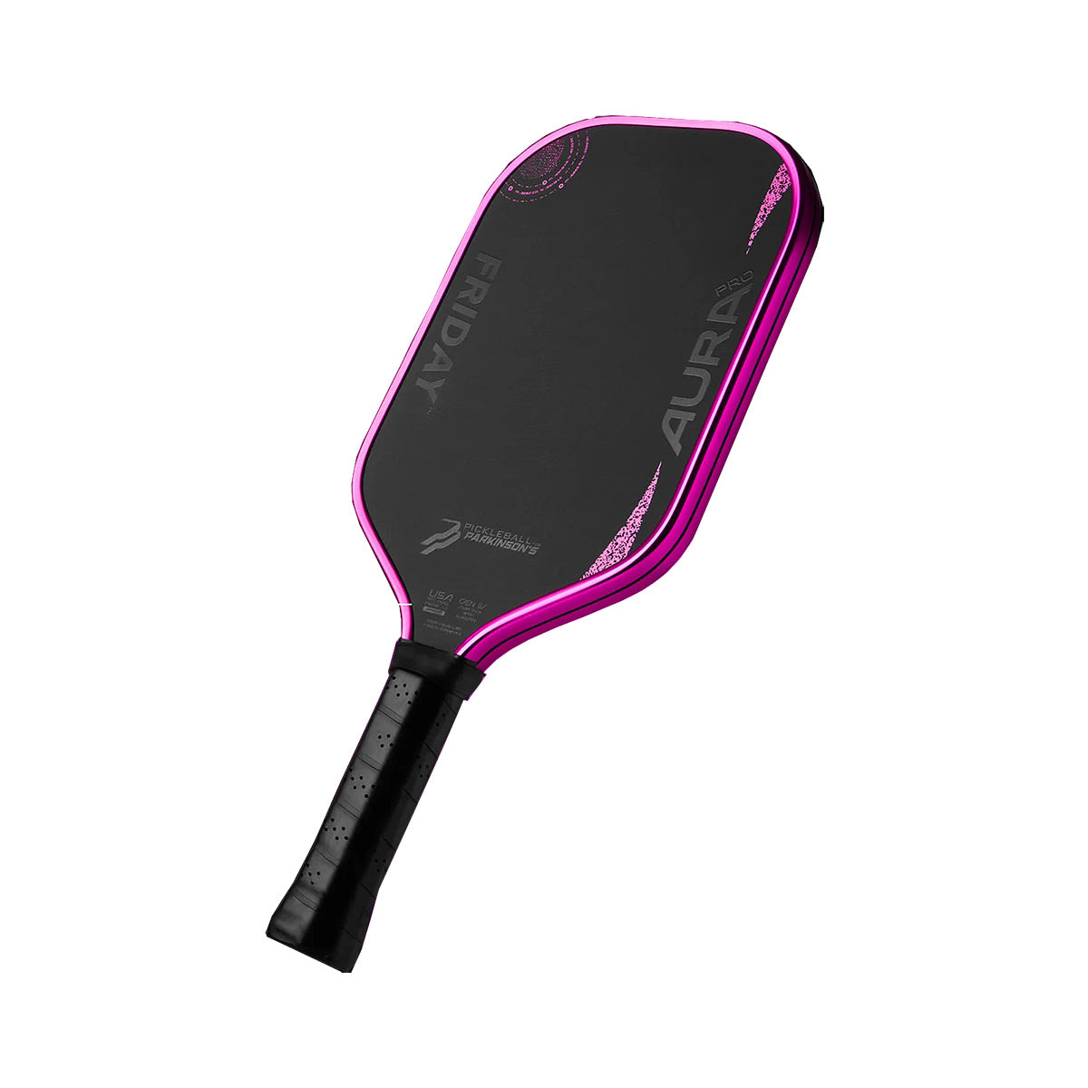 Friday Aura Pro Elongated Pickleball Paddle Metallic Pink Blackout