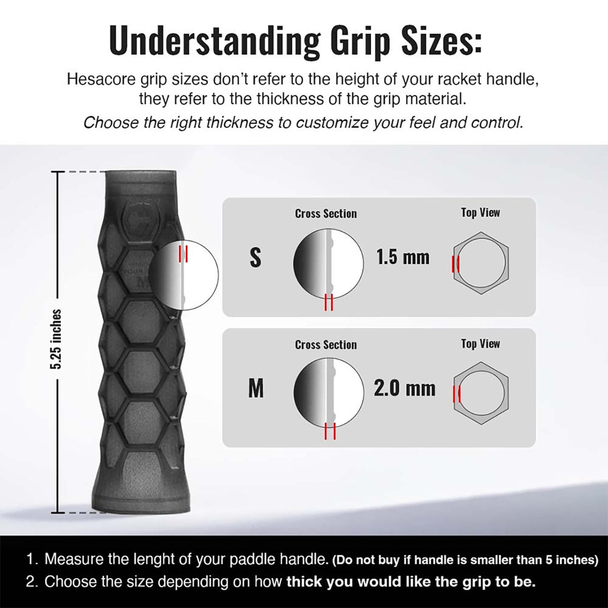 Hesacore Pickleball Carbon Grip Charcoal Specs