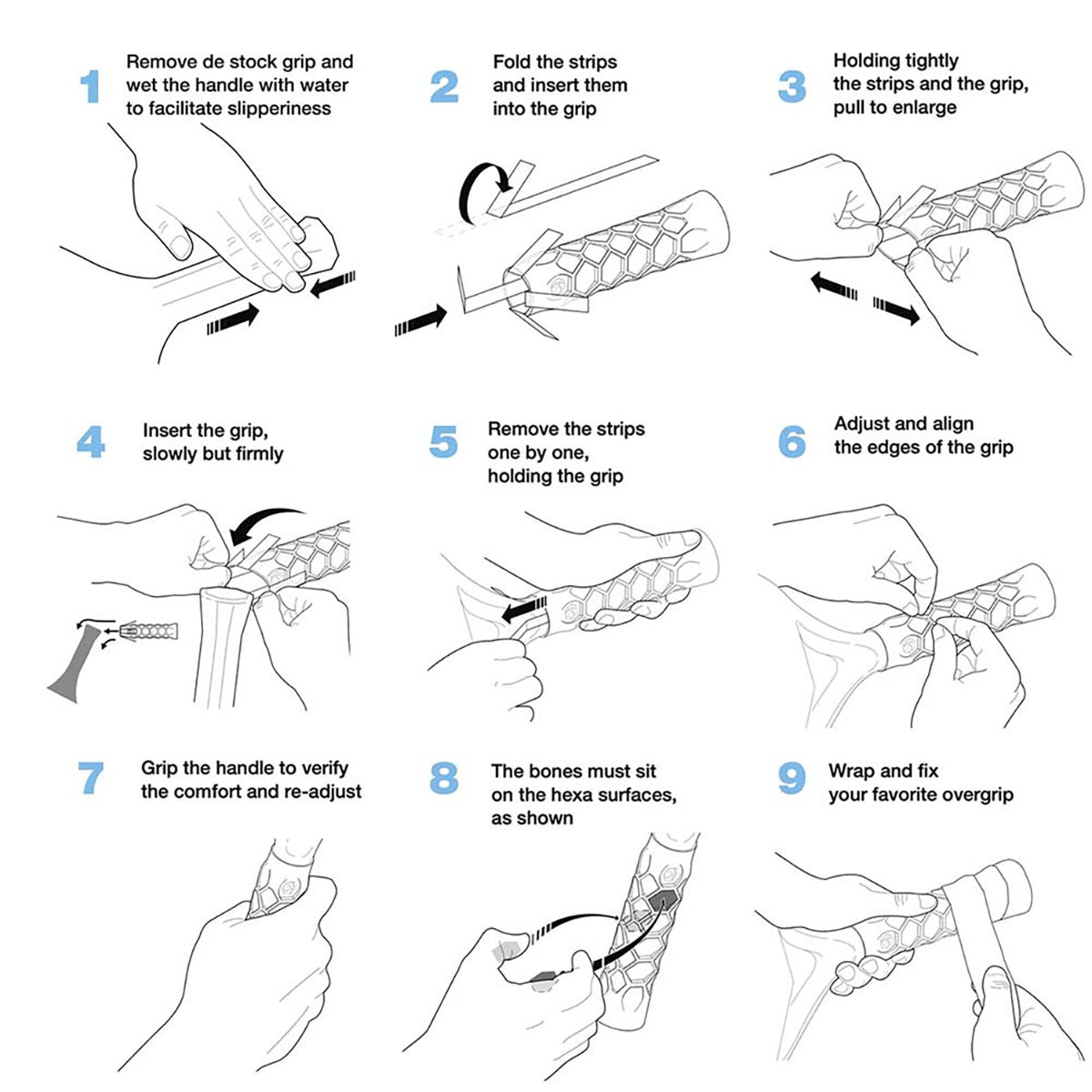 Hesacore Pickleball Gel Grip Blue Instructions