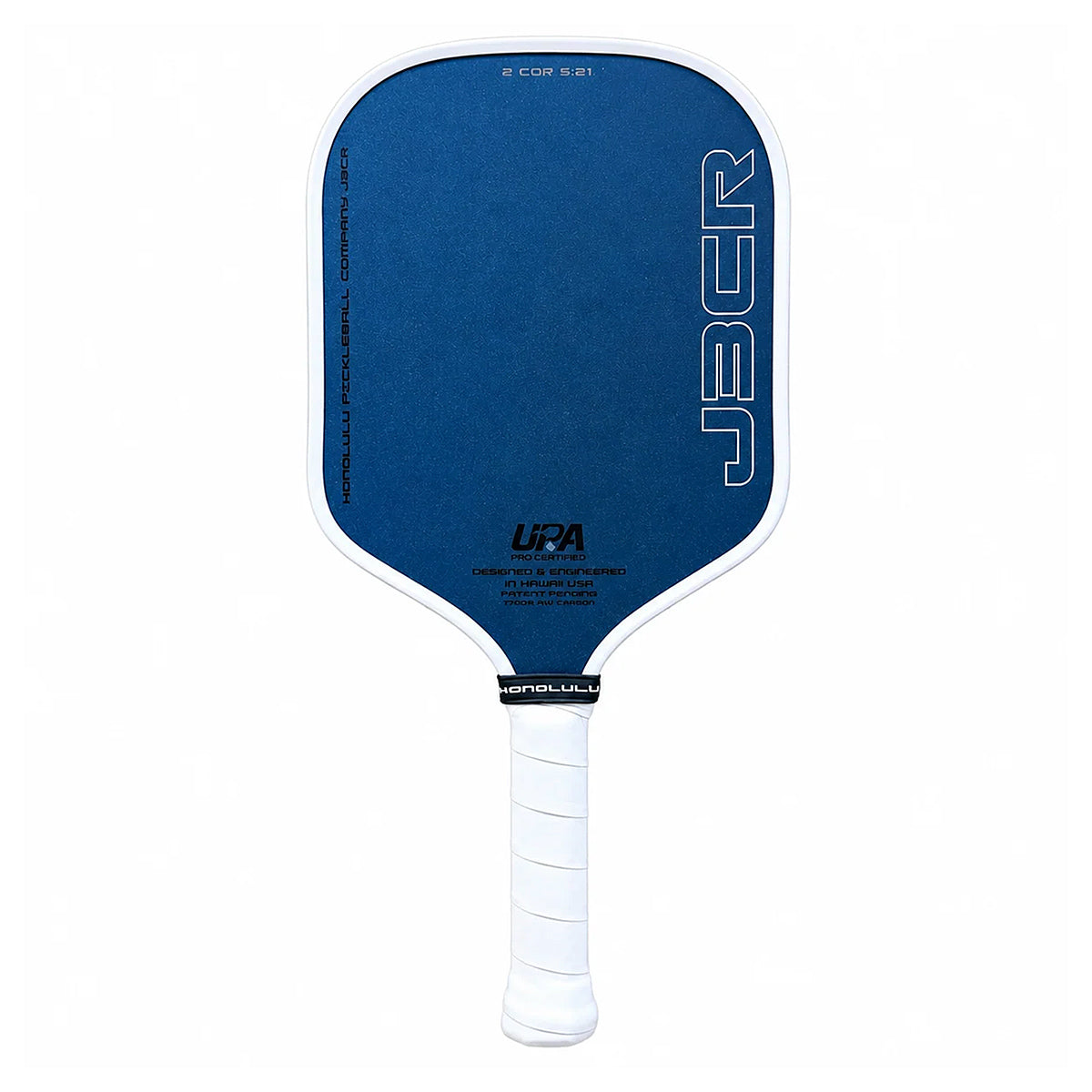 Honolulu J3CR Crystal Blue Endurance Pickleball Paddle White Front