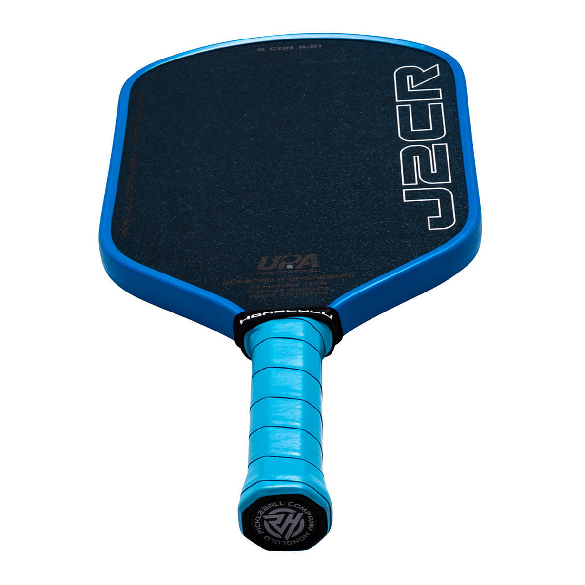 Honolulu J2CR Crystal Blue Endurance Surface Pickleball Paddle Angle