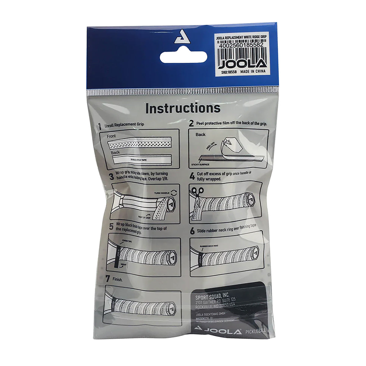 JOOLA Replacement White Ridge Grip (2 Pack) Instructions