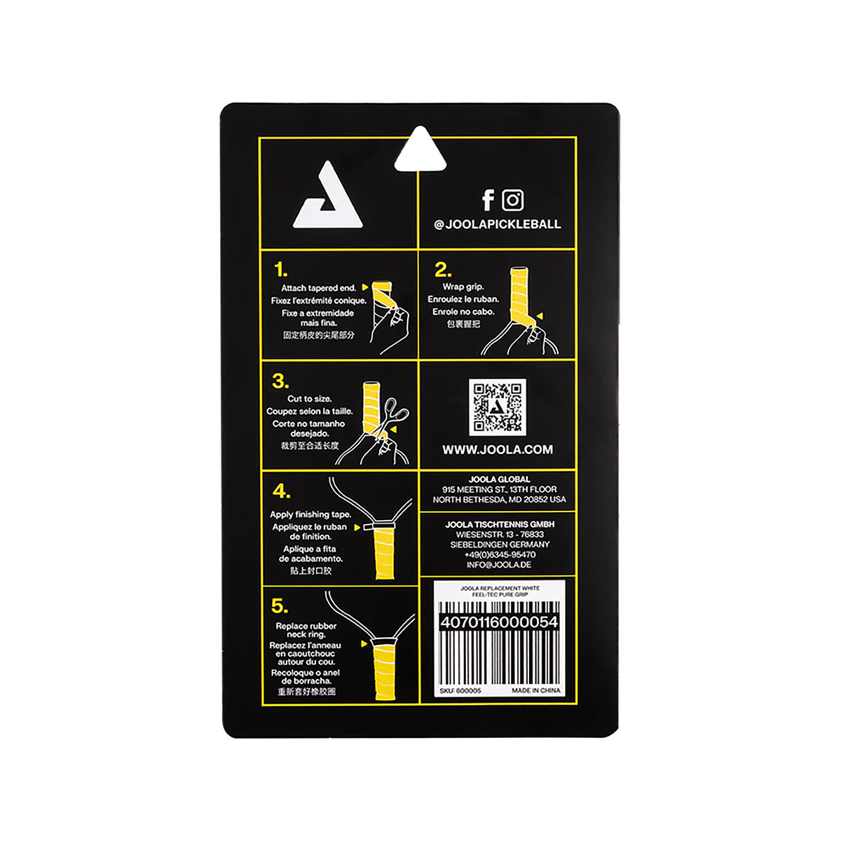 JOOLA Replacement Feel-Tec Pure Grip Instructions