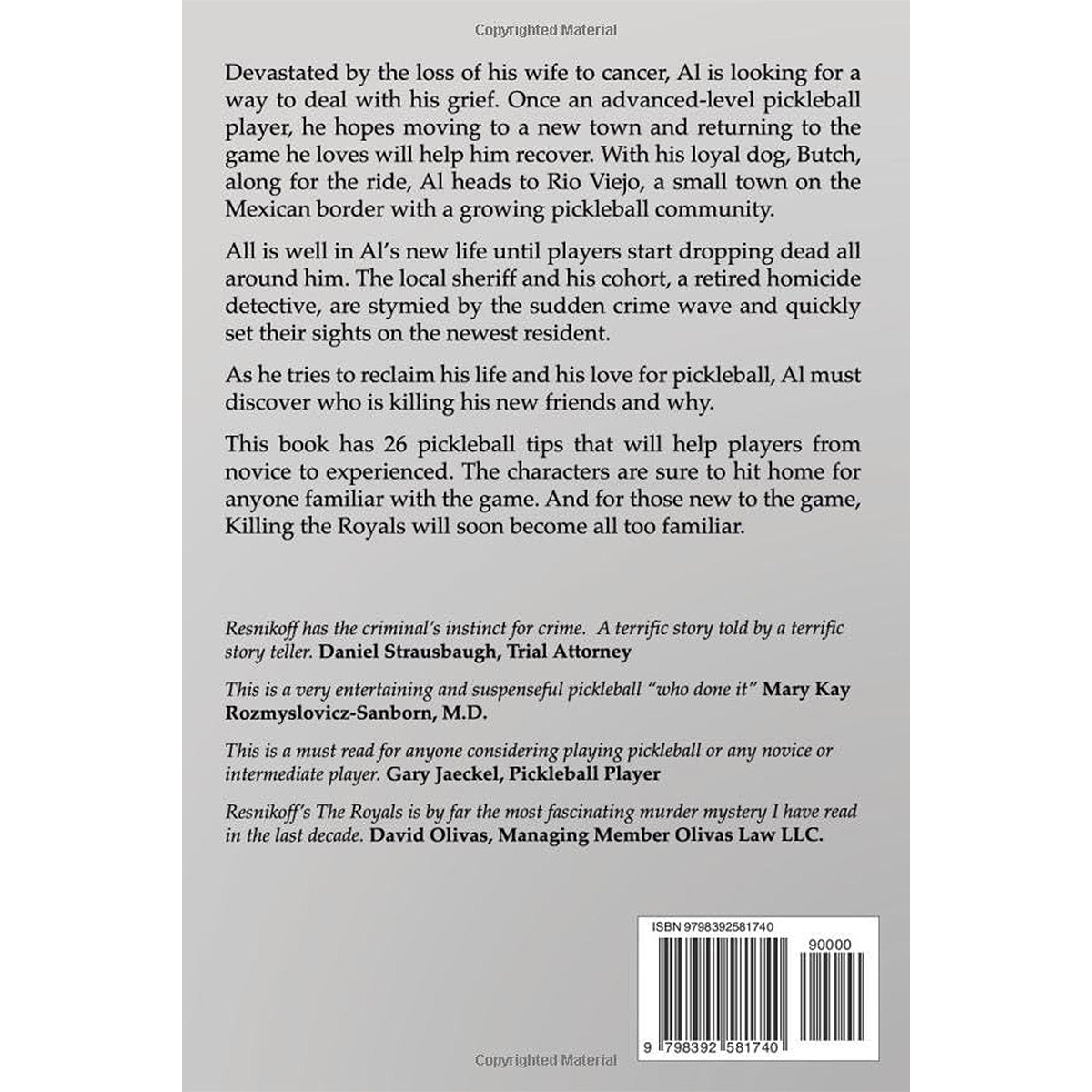 Killing The Royals: A Pickleball Murder Mystery (Paperback) Back