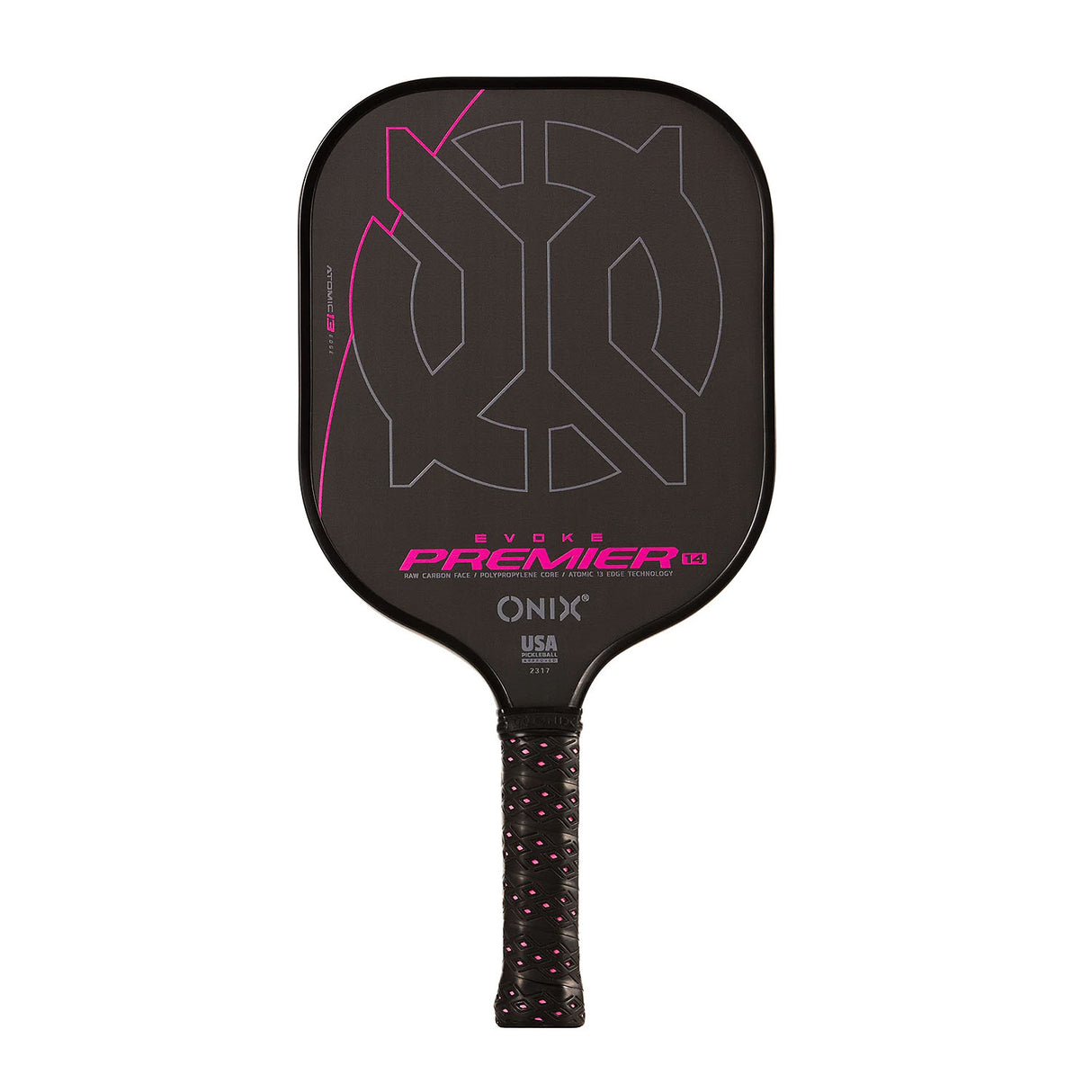 Onix Evoke Premiere Pro Raw Carbon Pickleball Paddle 14mm pink