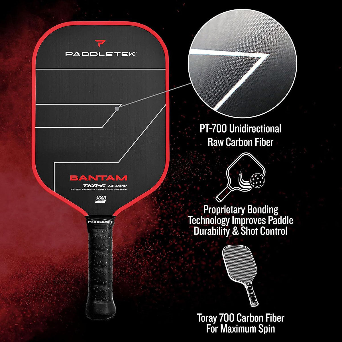 Paddletek Bantam TKO-C Pickleball Paddle 14.3 mm