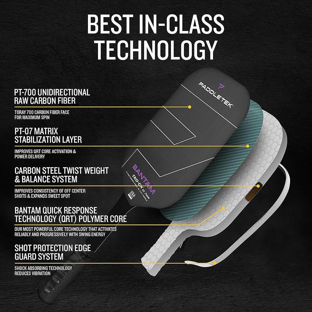 Paddletek Bantam TKO-CX 12.7mm Pickleball Paddle Features