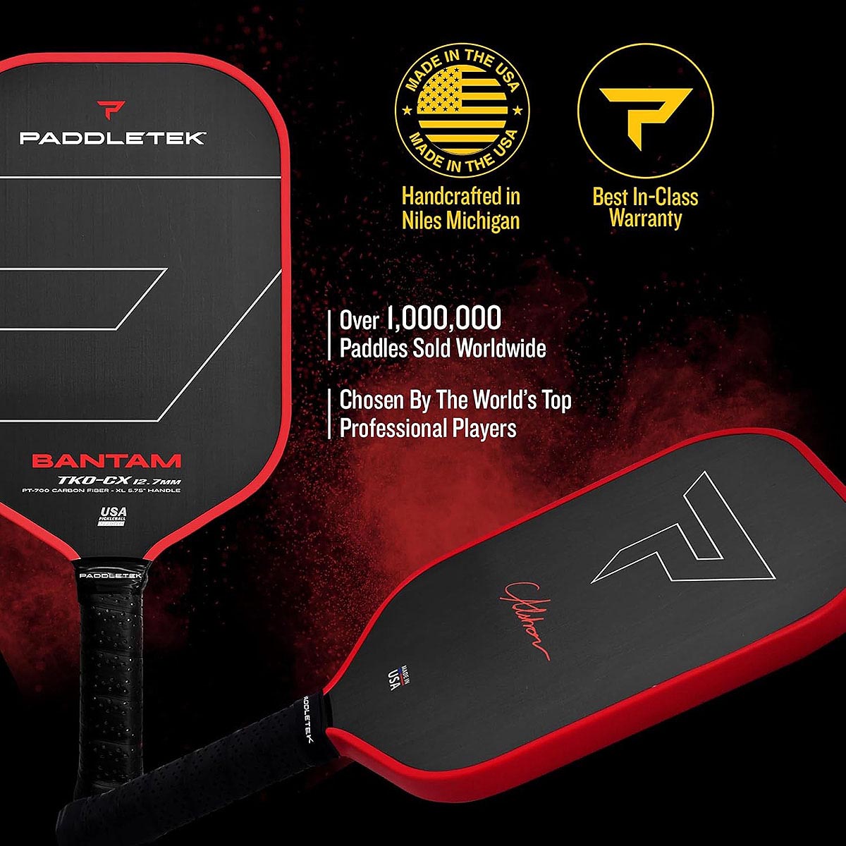 Paddletek Bantam TKO-CX 12.7mm Pickleball Paddle Handcrafted
