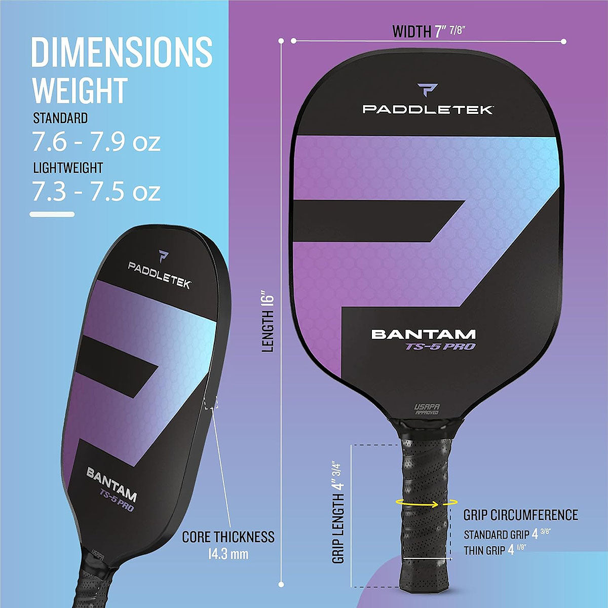 Paddletek Bantam TS-5 Pro Pickleball Paddle Specs
