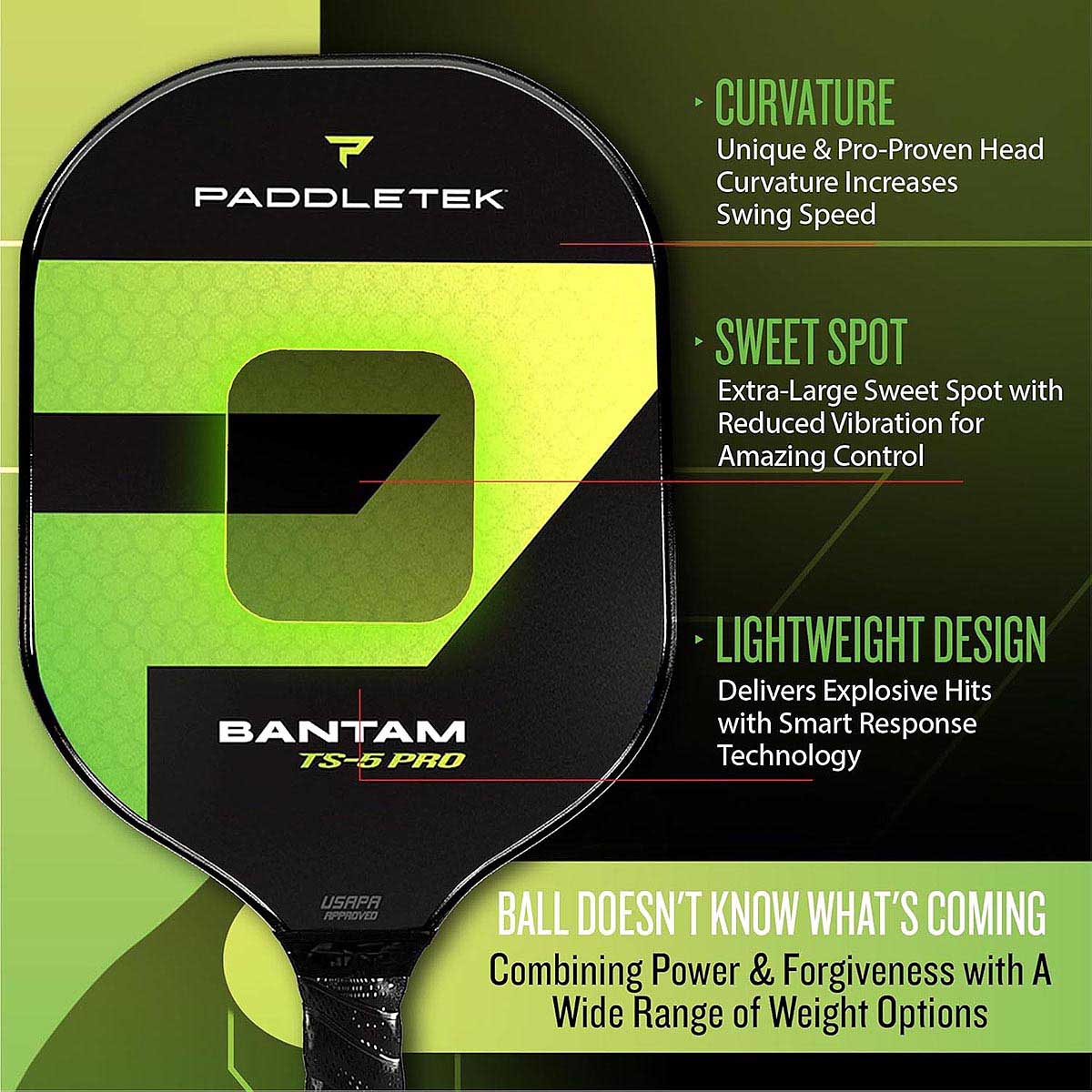 Paddletek Bantam TS-5 Pro Pickleball Paddle Features