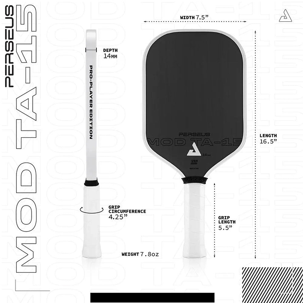 JOOLA Perseus 16mm Mod TA-15 Pro Player Edition Pickleball Paddle Specs