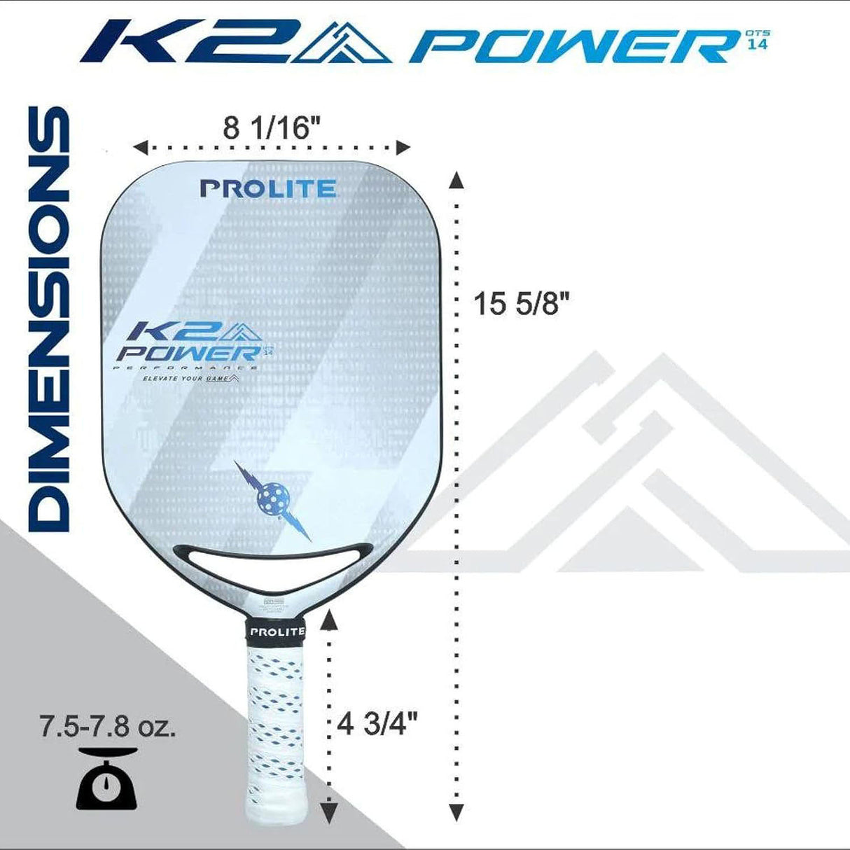 Prolite K2 Power Pickleball Paddle Specs