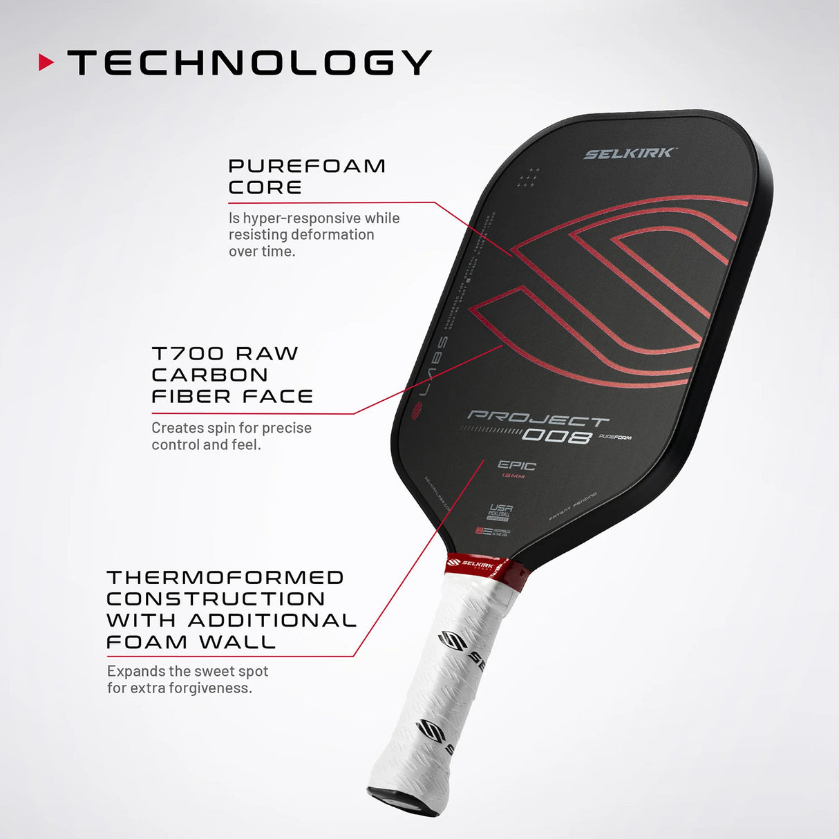 Selkirk LABS Project 008 Tour 16mm Pickleball Paddle - Features