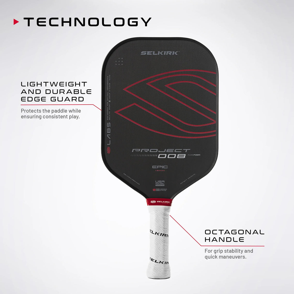 Selkirk LABS Project 008 Tour 13mm Pickleball Paddle - Features
