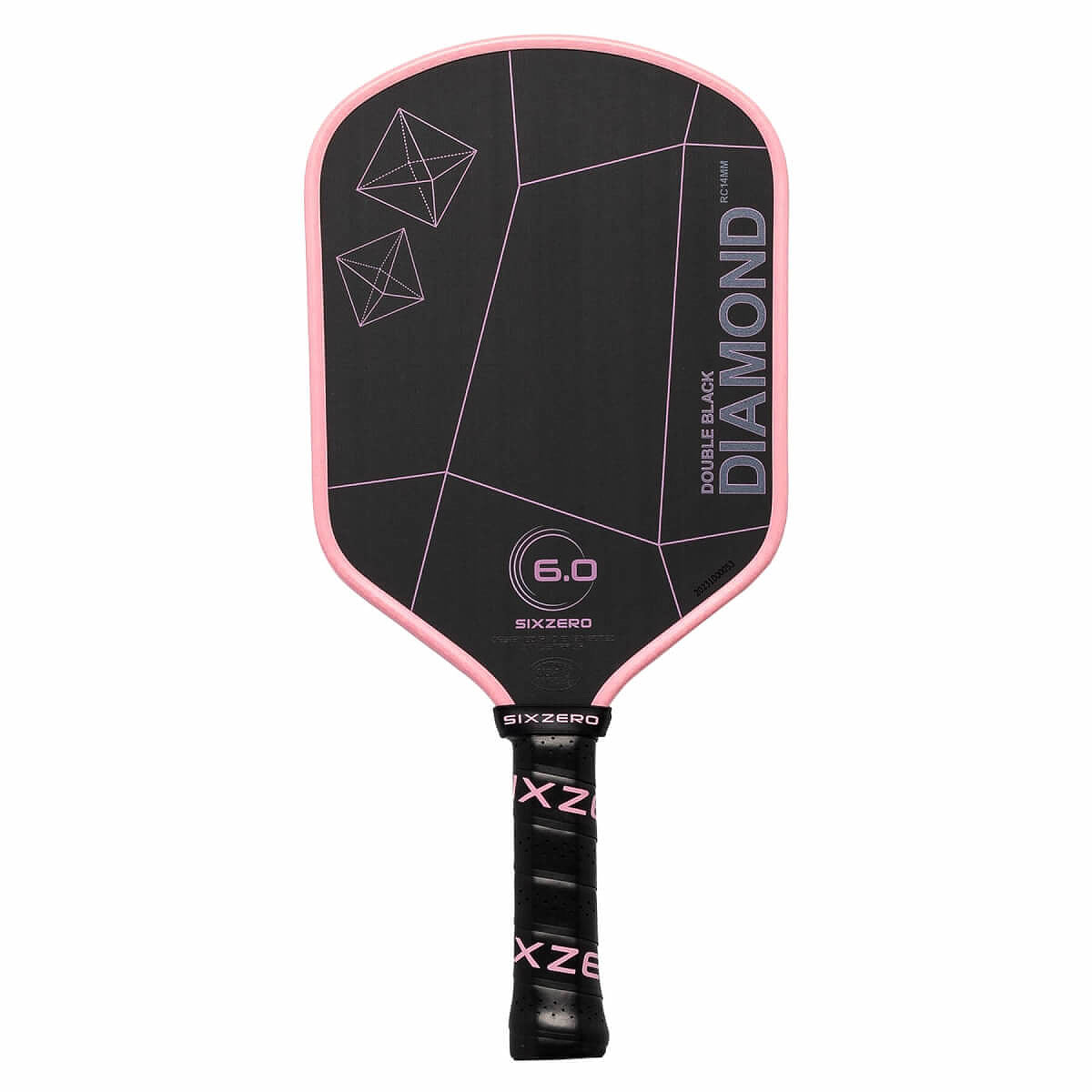 Six Zero Double Black Diamond Control 14mm Pickleball Paddle - Pink Blossom-Pink Edge