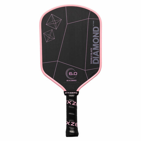 Six Zero Double Black Diamond Control 14mm Pickleball Paddle - Pink Blossom-Pink Edge