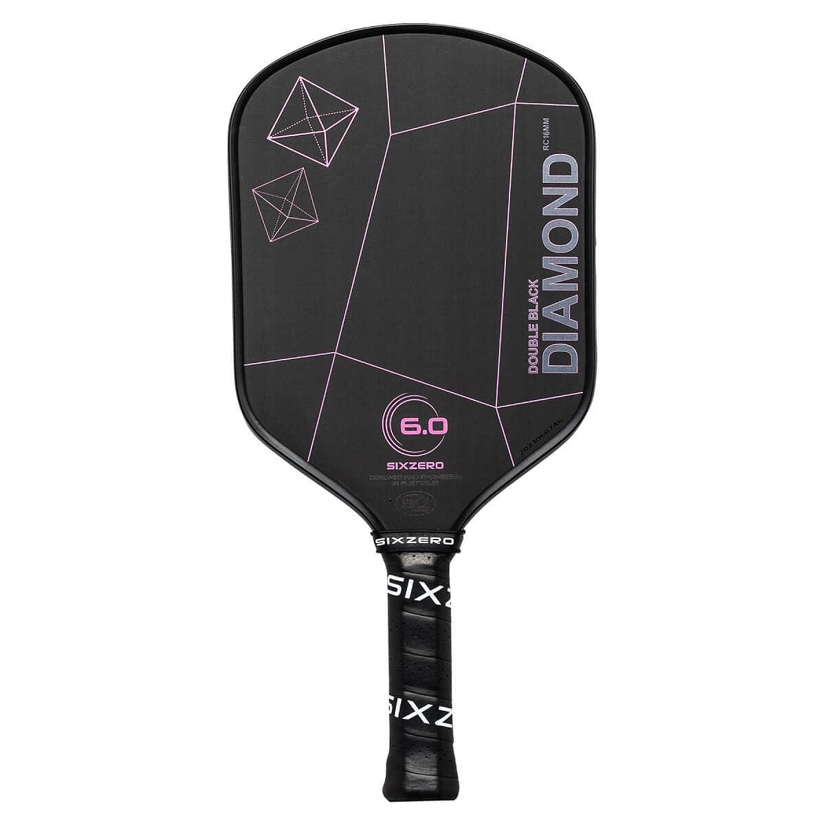 Six Zero Double Black Diamond Control 16mm Pickleball Paddle - Pink Cherry Blossom-Black Edge