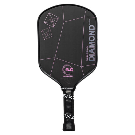 Six Zero Double Black Diamond Control 16mm Pickleball Paddle - Pink Cherry Blossom-Black Edge