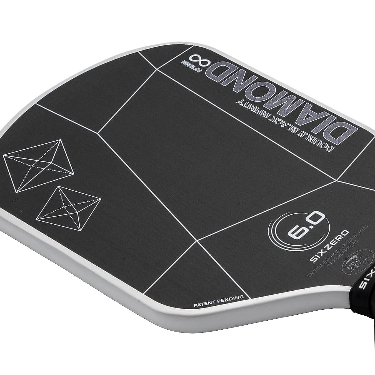 Six Zero Infinity Edgeless Double Black Diamond Control Pickleball Paddle - Raw Carbon Face