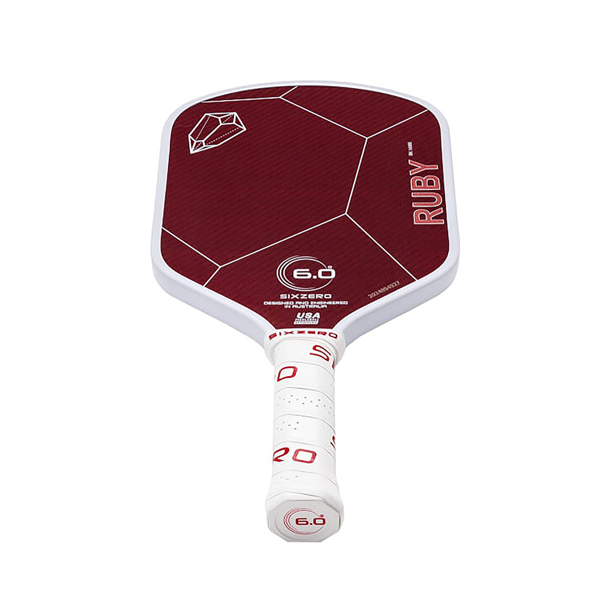 Six Zero Ruby 14mm Pickleball Paddle - Bottom View
