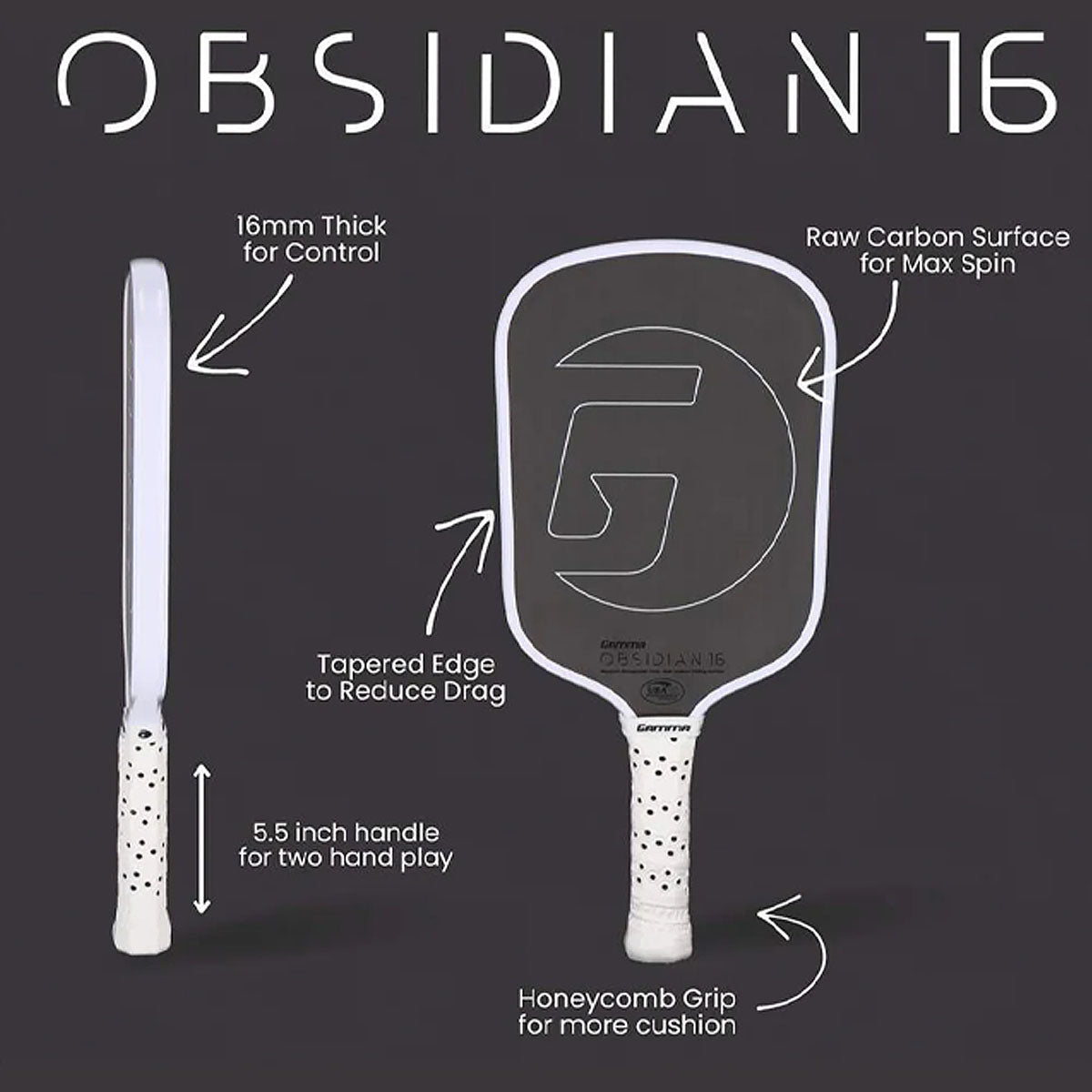 Obsidian 16mm Pickleball Paddle Gamma