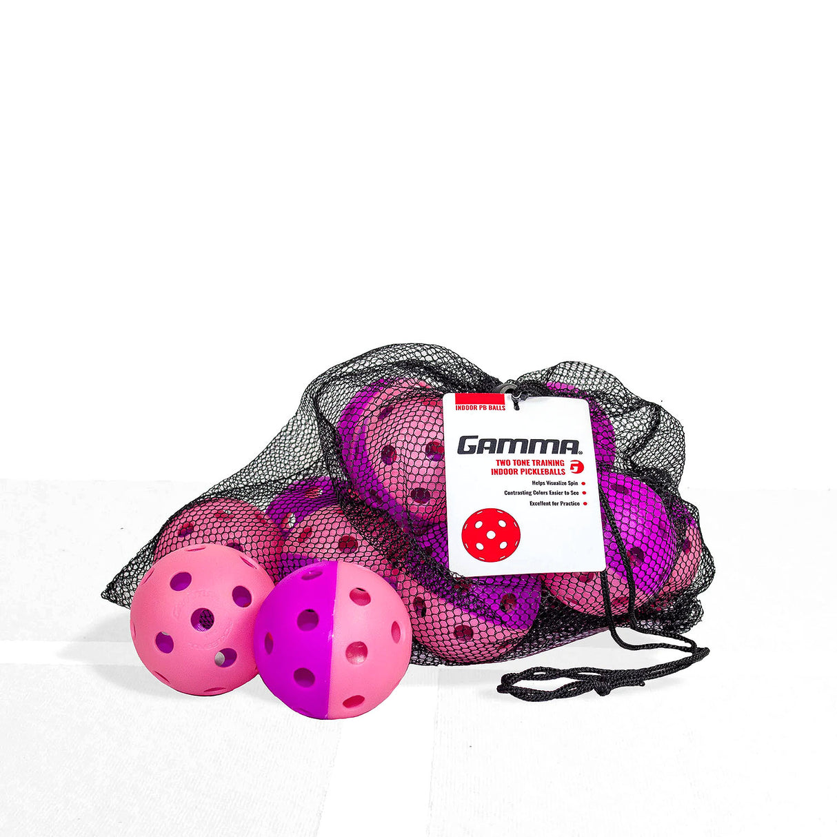GAMMA Two-Tone Indoor Training Pickleballs 12 Pack Bag