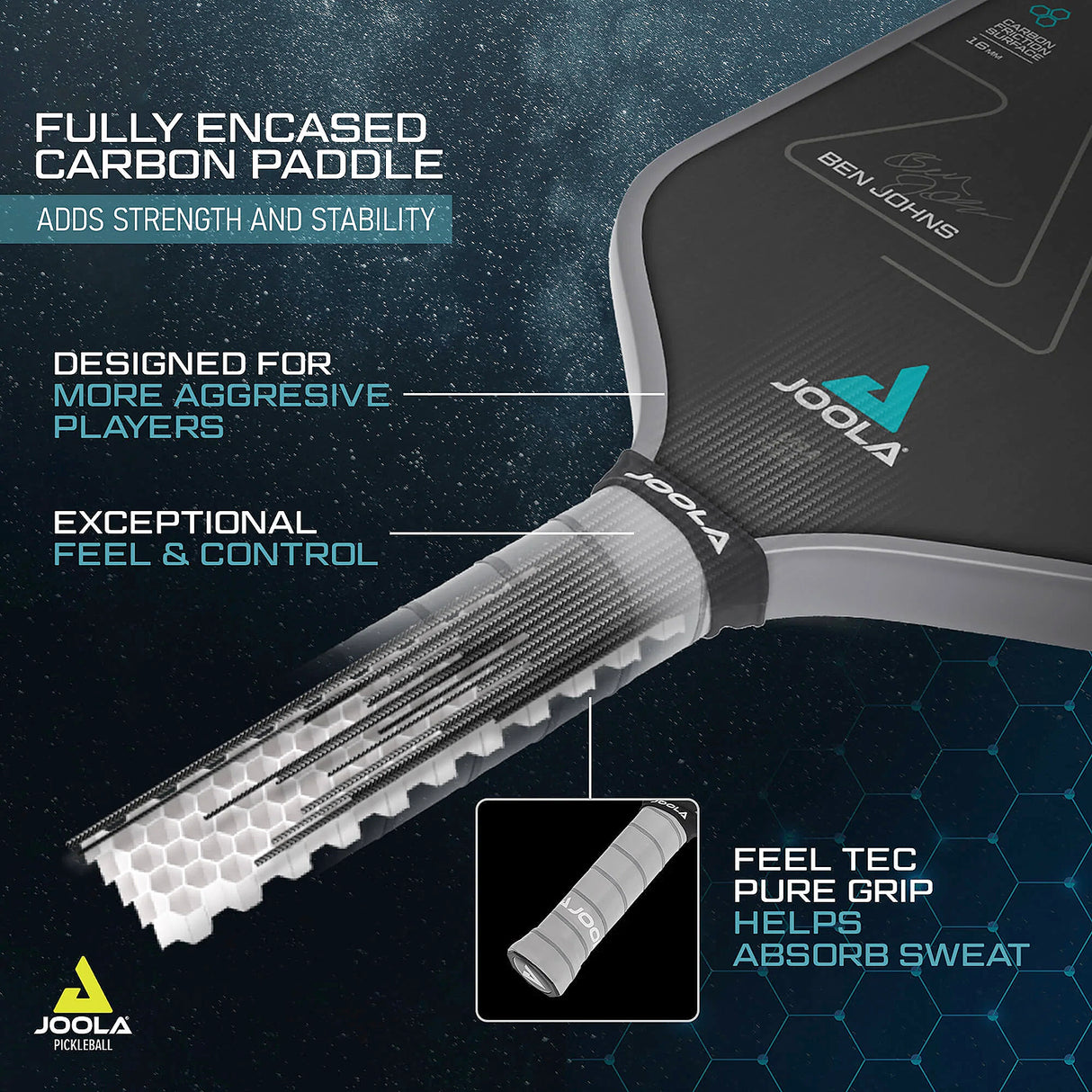 Ben Johns Perseus CFS Pickleball Paddle 16 Joola