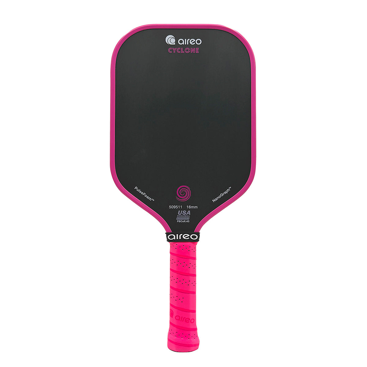 Aireo Cyclone Elongated 16mm Pickleball Paddle Hot Pink