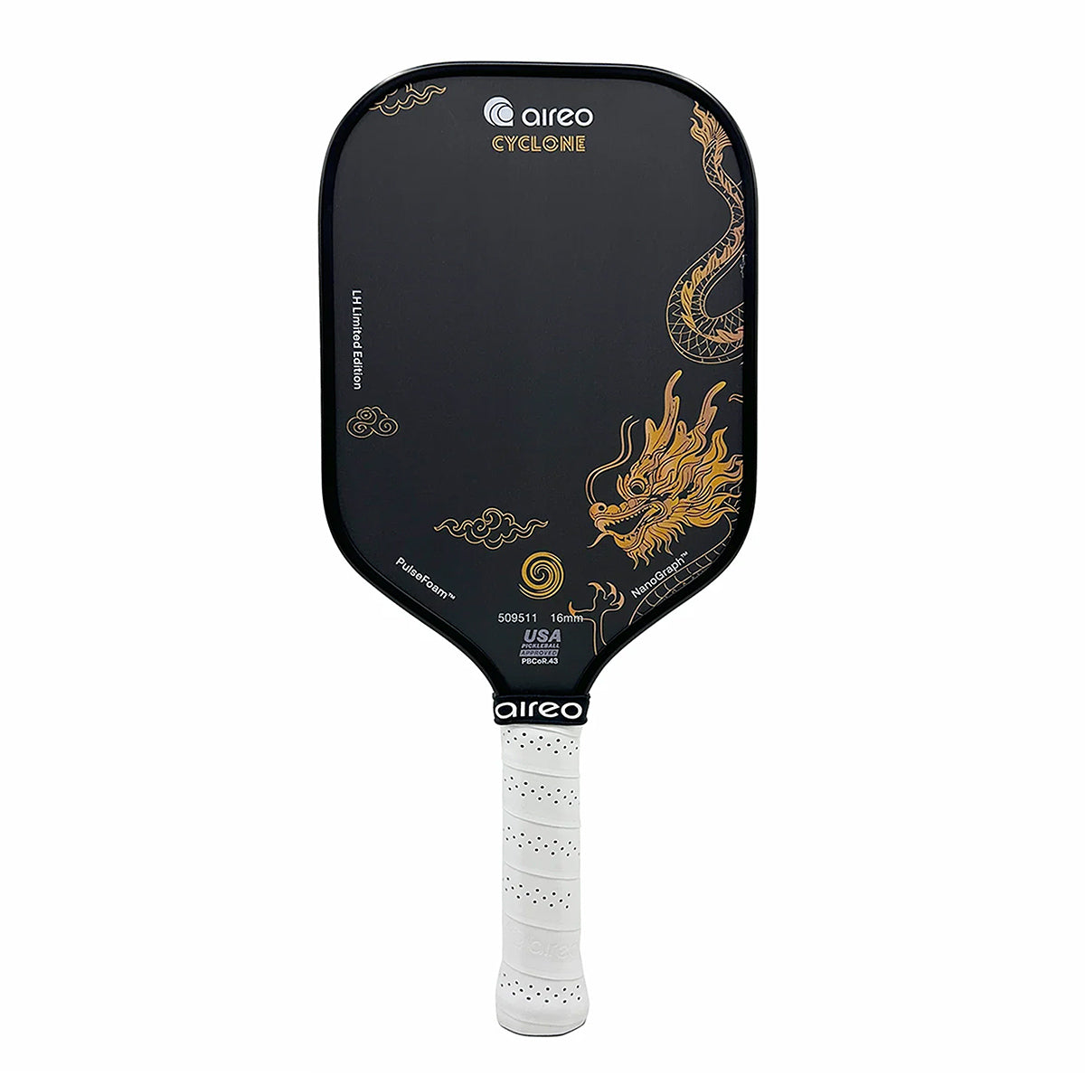 Aireo Cyclone Elongated 16mm Pickleball Paddle LH Dragon