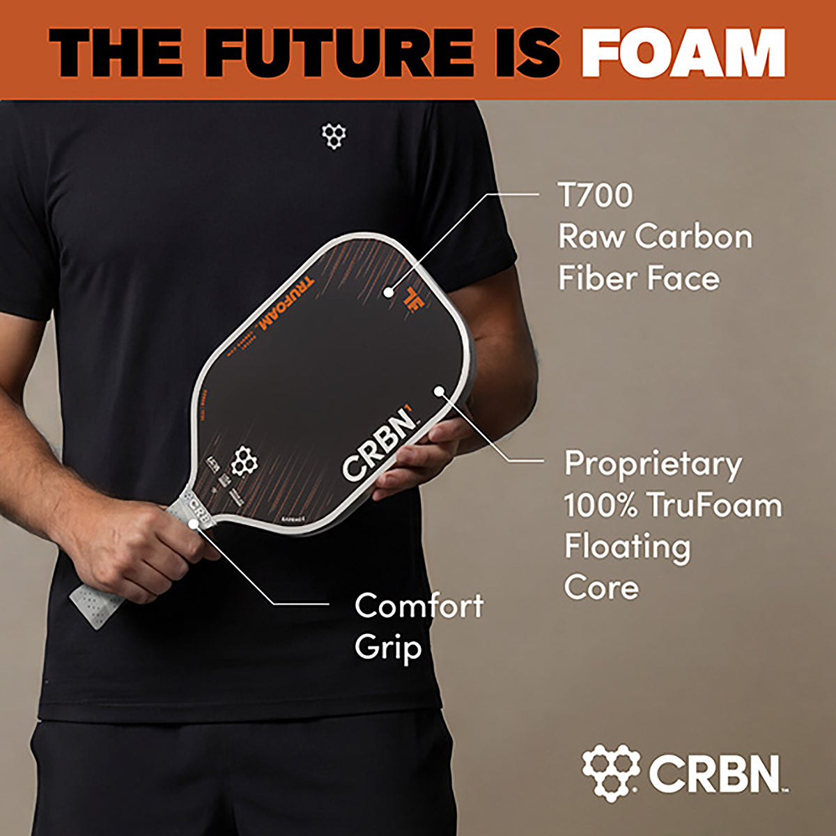 CRBN 1 TruFoam Barrage Elongated Long Handle Pickleball Paddle
