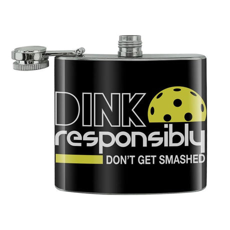 Pickleball Dink Responsibly Stainless Steel 5oz Flask Open
