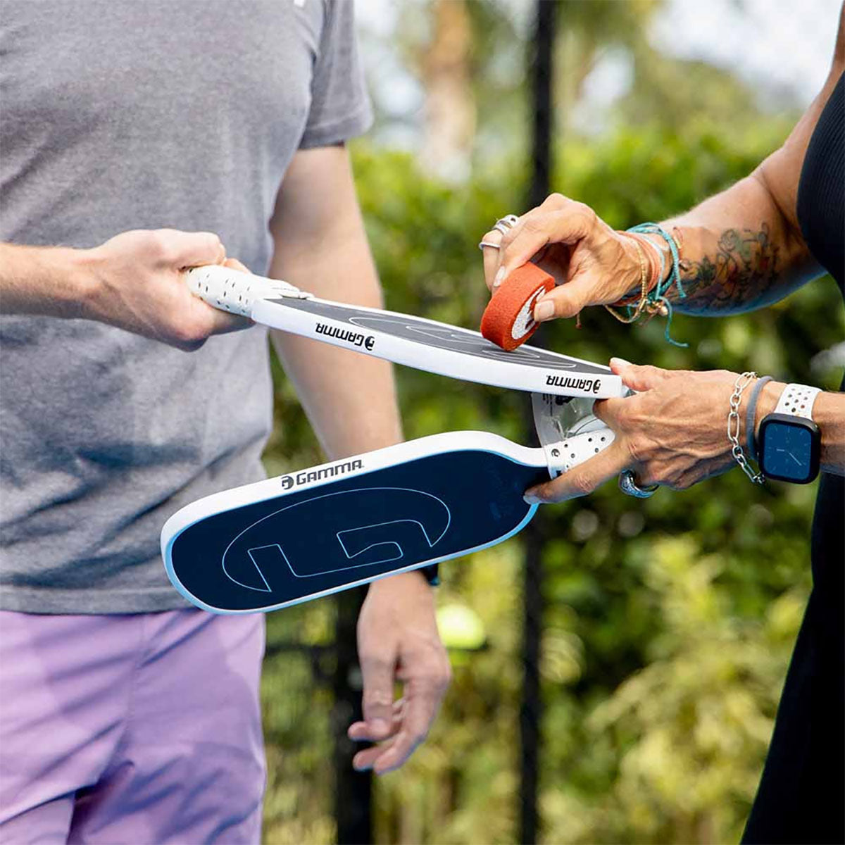 GAMMA Pickleball Paddle Cleaning Block Being Used