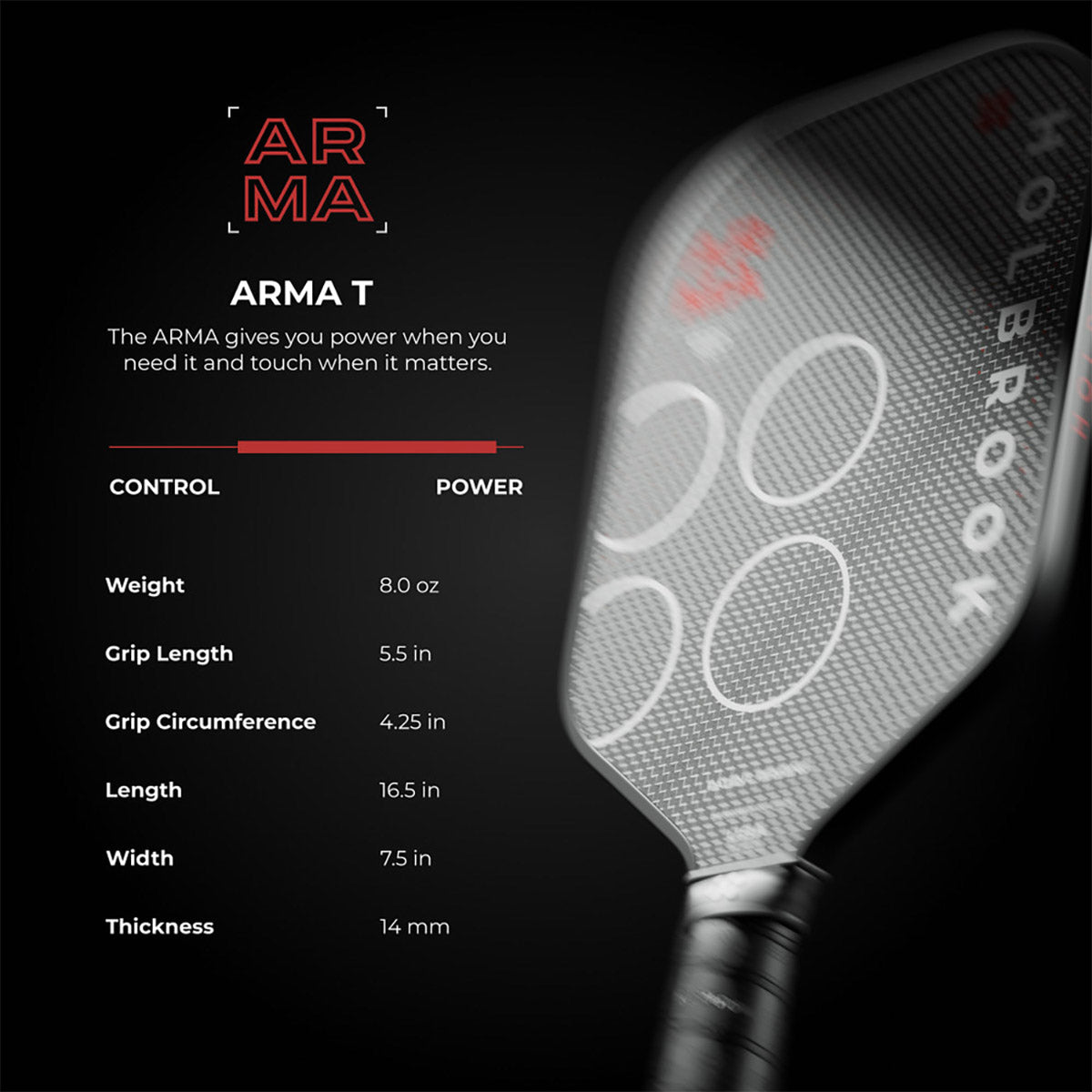 Holbrook Arma T Metallic 14mm Elongated Pickleball Paddle