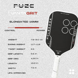 Holbrook Fuze Vantagrit Elongated 16mm Pickleball Paddle Specs