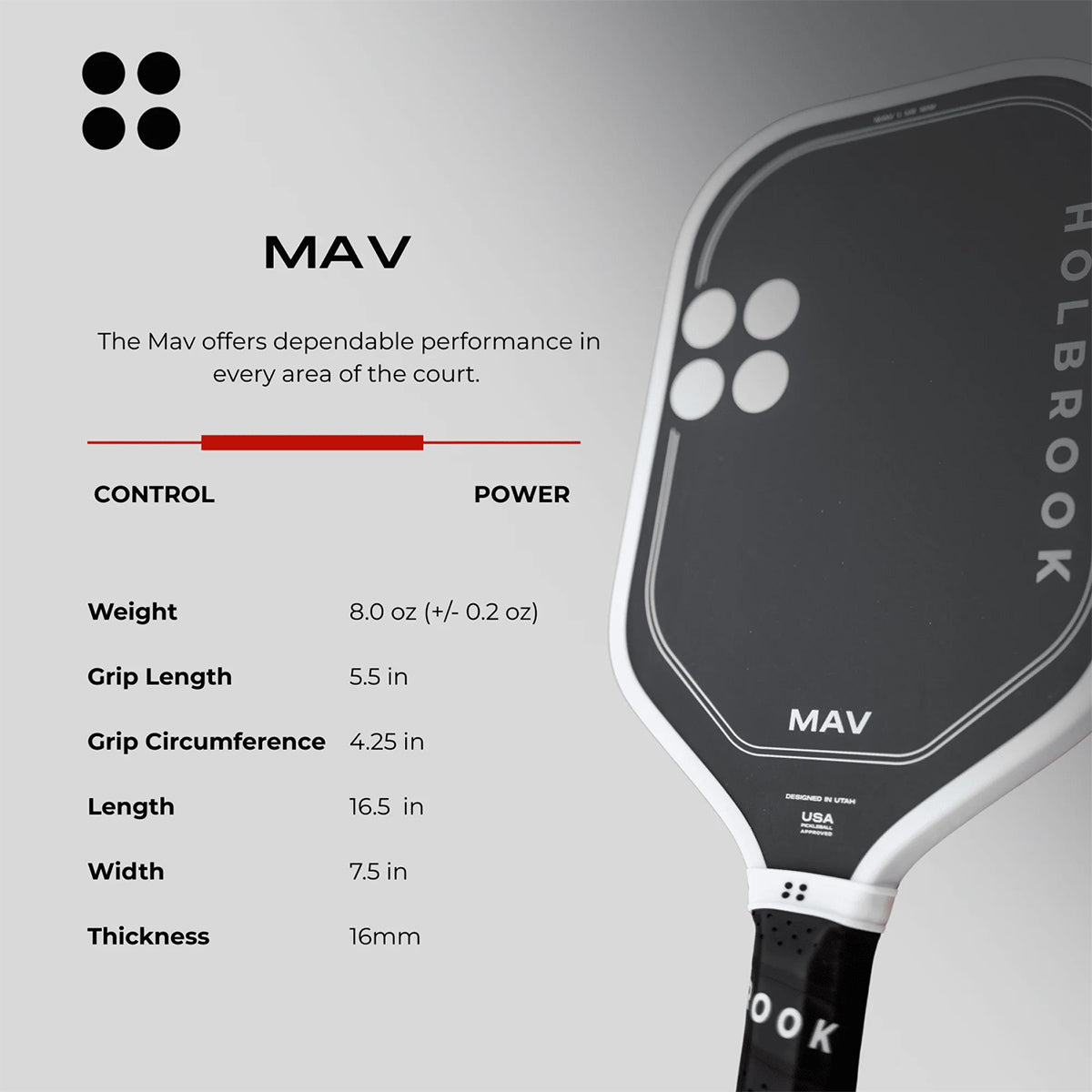 Holbrook Mav 16mm Pickleball Paddle