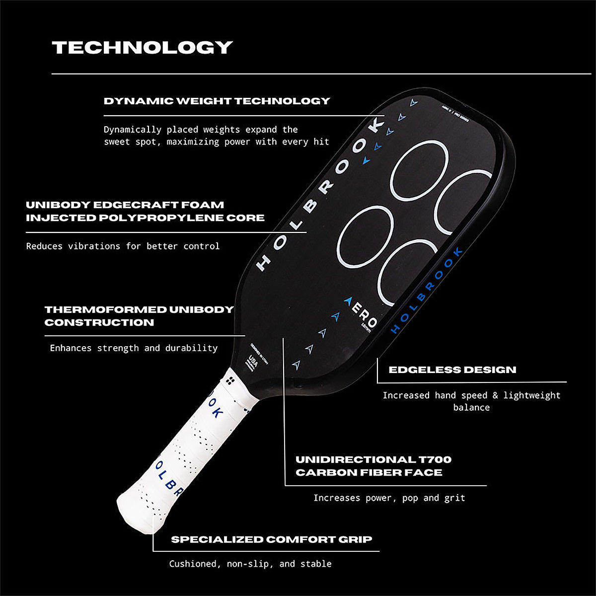 Holbrook Aero X 14mm Pickleball Paddle Specs 2
