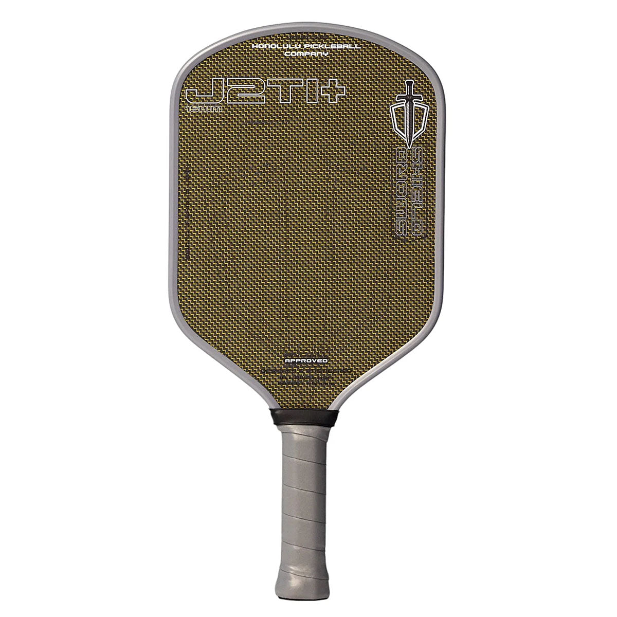 Honolulu Sword & Shield J2Ti+ Carbon & Titanium Pickleball Paddle Gold Front