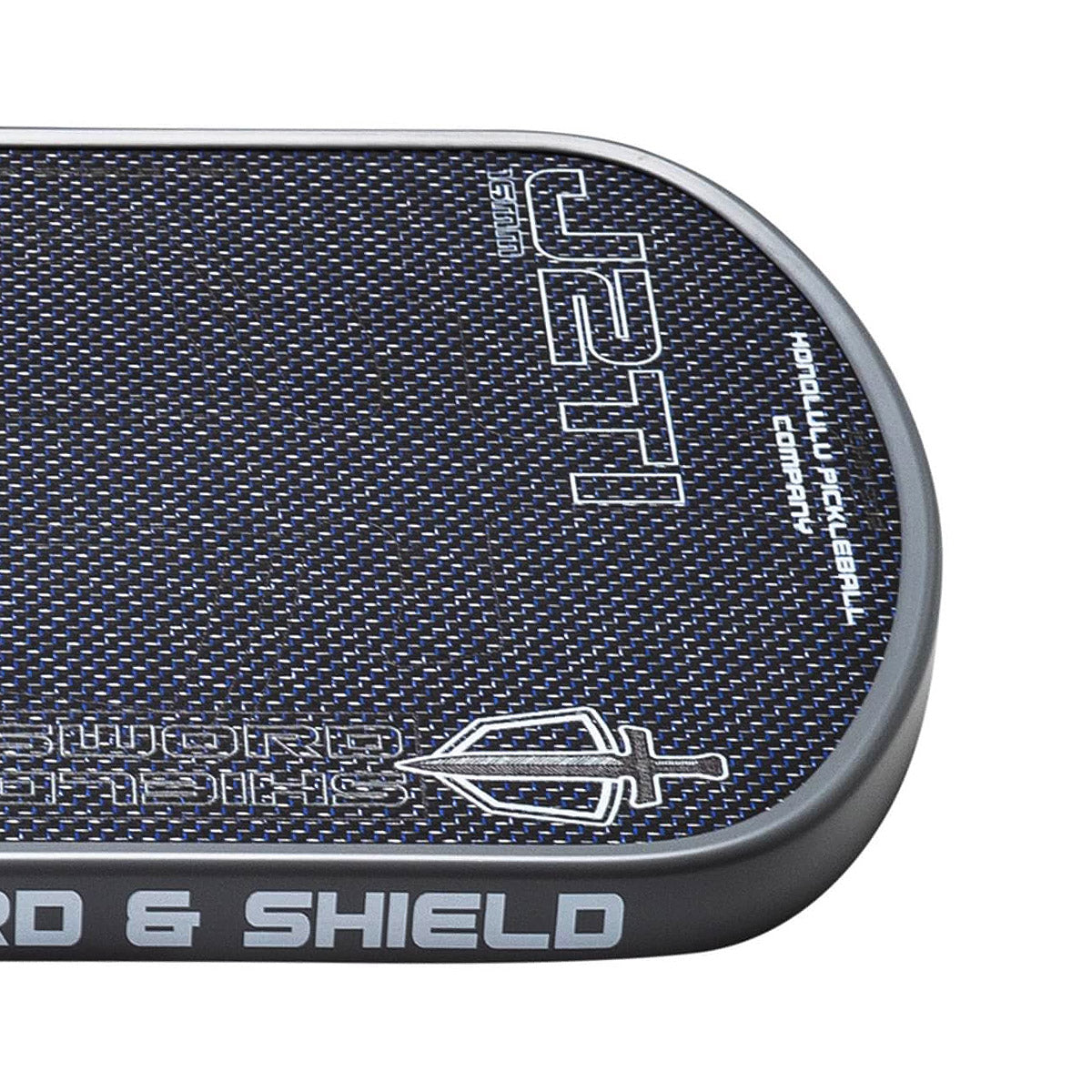 Honolulu Sword & Shield J2Ti Carbon & Titanium Pickleball Paddle Blue Face