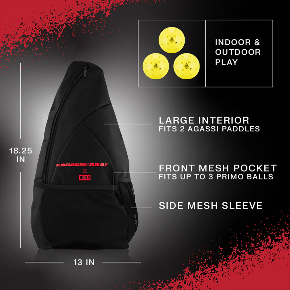 JOOLA Agassi/Graf Champion Pickleball Paddle Set Backpack Specs