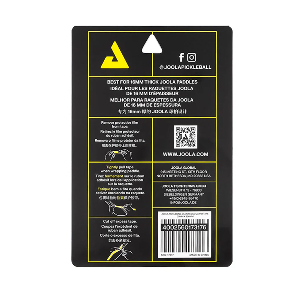 JOOLA Pickleball Edge Guard Tape 30mm Back