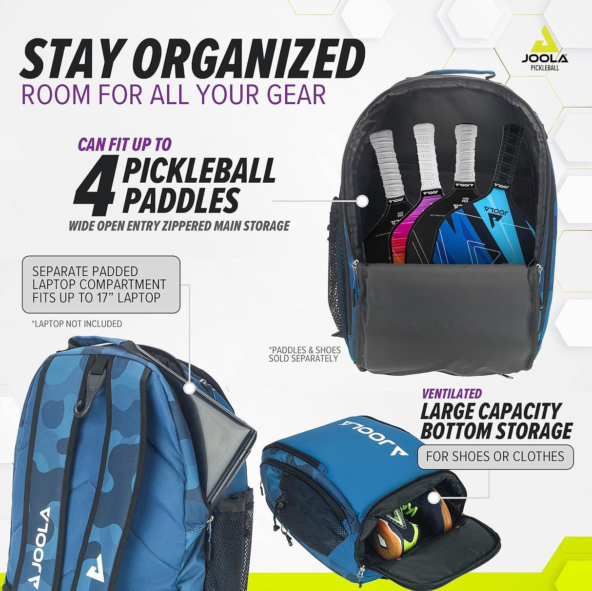 Joola Vision II Backpack Blue Specs Storage